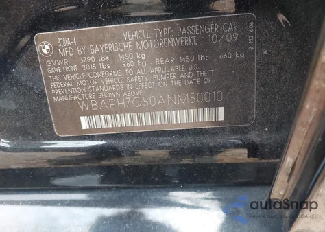 2010 BMW 328 from USA, damaged, VIN WBAPH7G50ANM50010